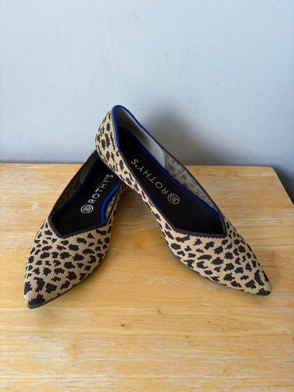 Rothy's Leopard Print Pointed Toe Flats - Tan and Black